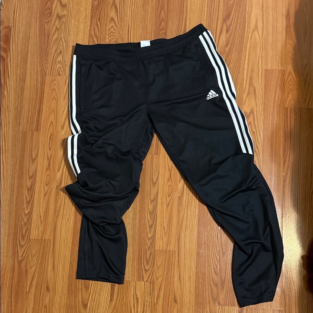 Adidas Black Joggers with White Stripes
